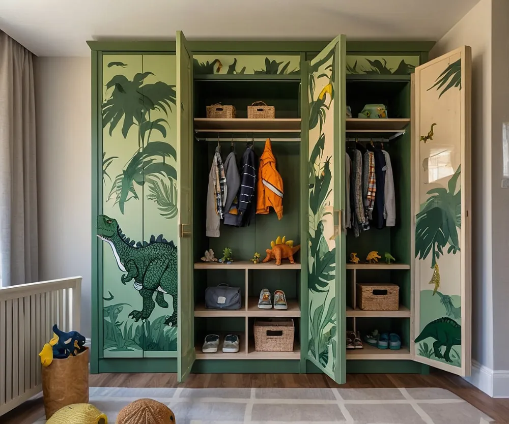 کمد دیواری اتاق کودک پسرانه با طرح دایناسور