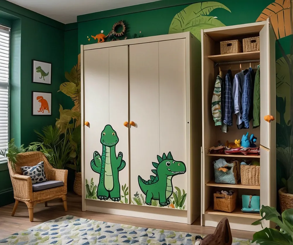 کمد دیواری اتاق کودک پسرانه با طرح دایناسور