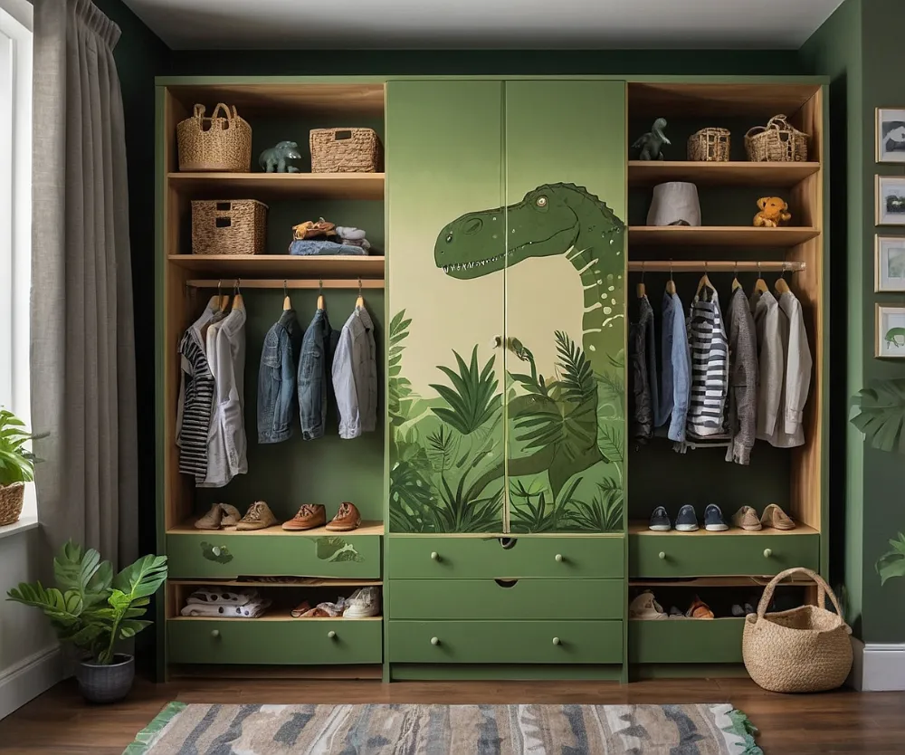 کمد دیواری اتاق کودک پسرانه با طرح دایناسور