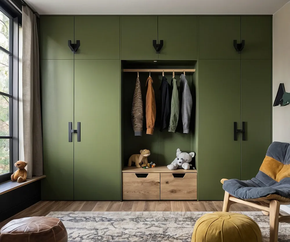 کمد دیواری اتاق کودک پسرانه سبز زیتونی