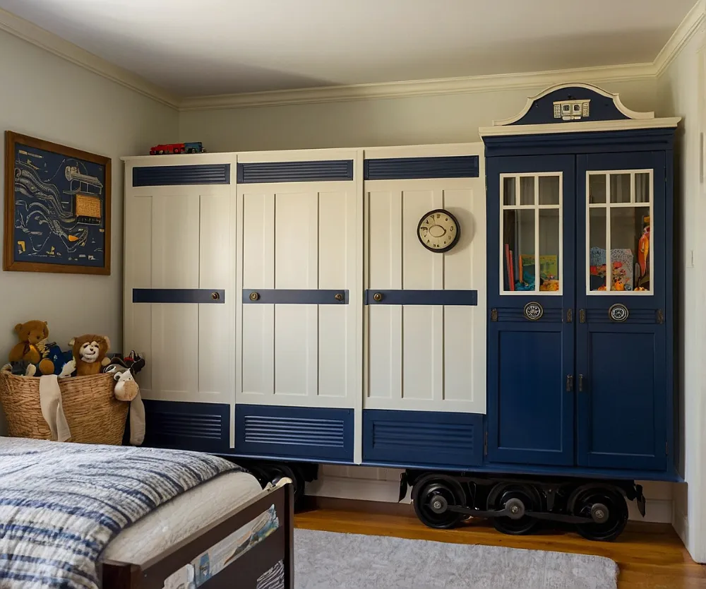 کمد دیواری اتاق کودک پسرانه طرح قطار