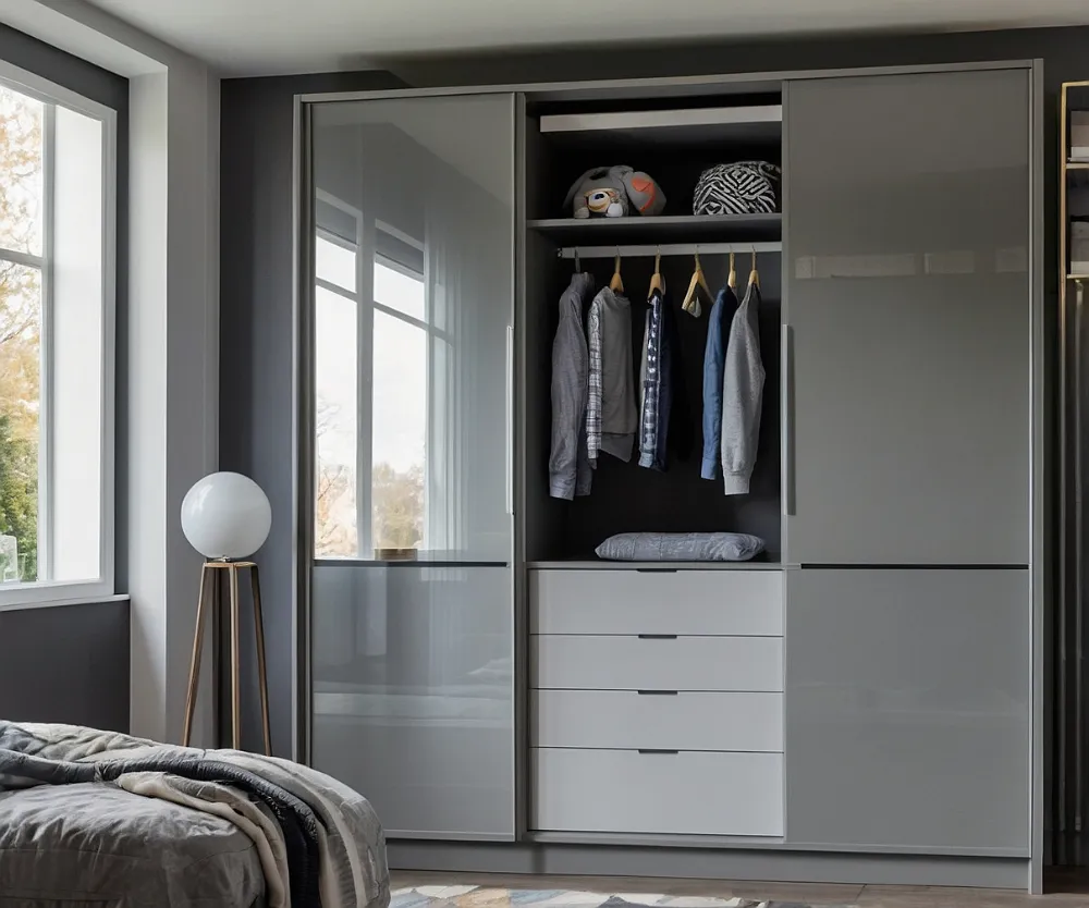 کمد دیواری اتاق کودک پسرانه مدرن طوسی