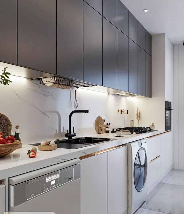 کابینت سفید طوسی