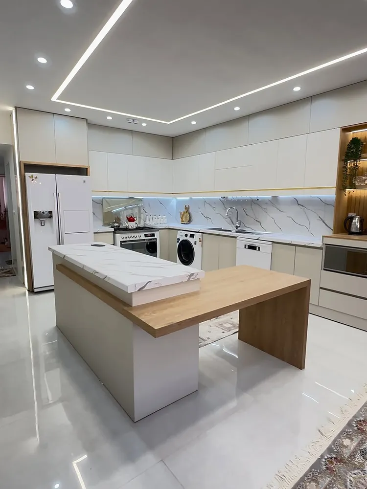 کابینت مدرن سفید و طوسی روشن