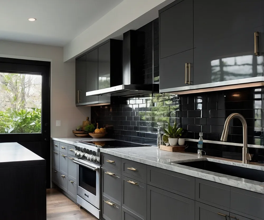 کابینت دو رنگ طوسی مشکی