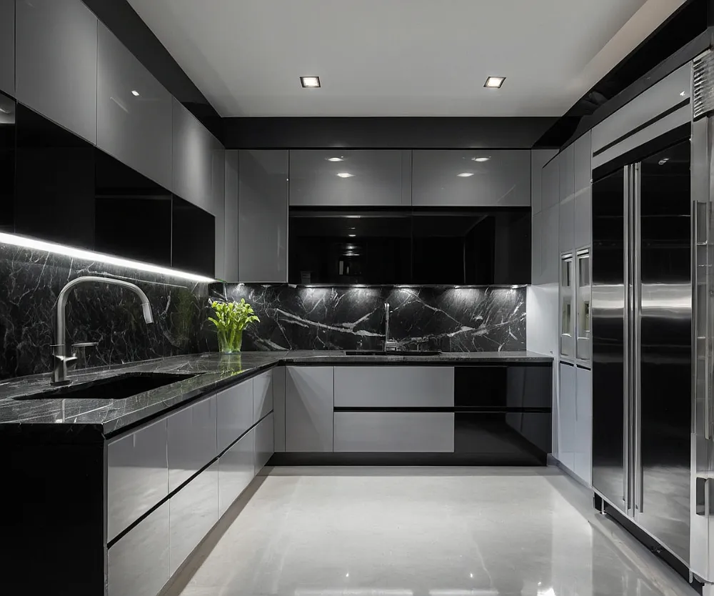 کابینت دو رنگ طوسی مشکی