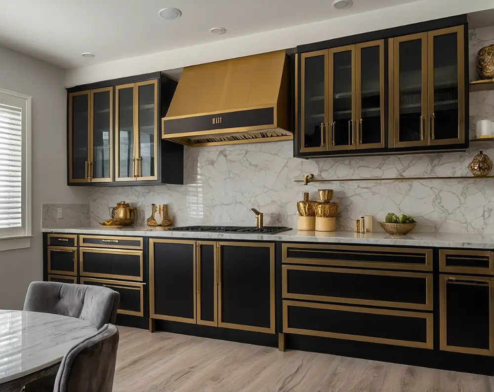 کابینت دو رنگ مشکی طلایی