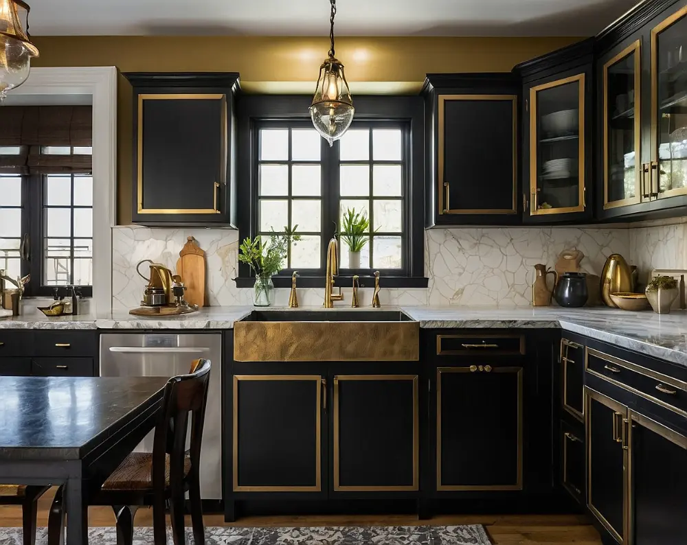 کابینت دو رنگ مشکی طلایی